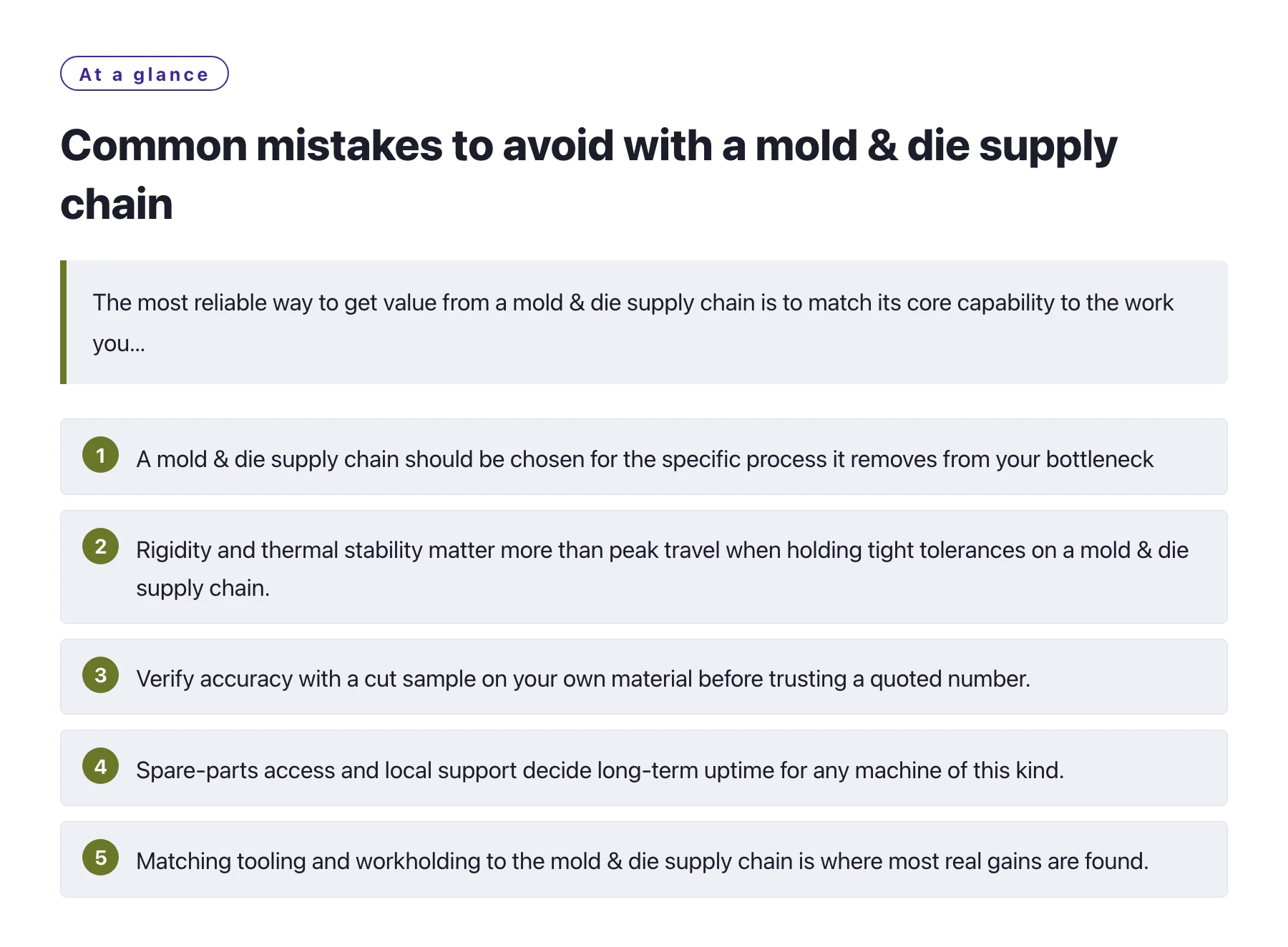 Common mistakes to avoid with a mold & die supply chain——全文要点速览